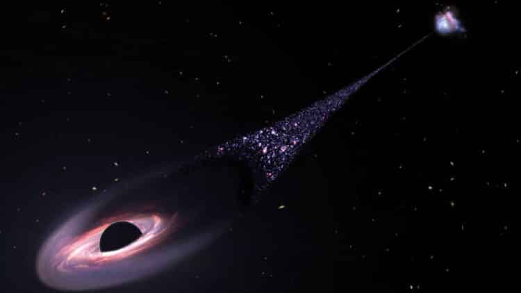 Black hole ejecting stars into space