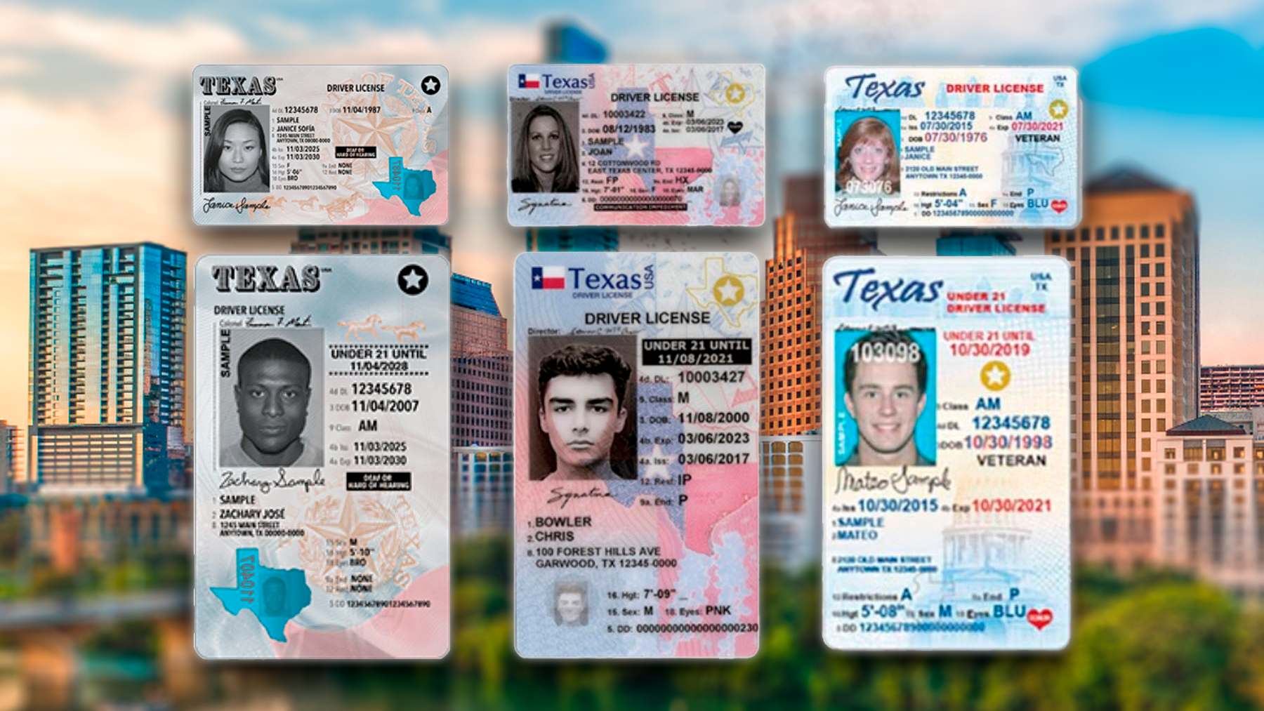 Texas driving licenses 3 groups