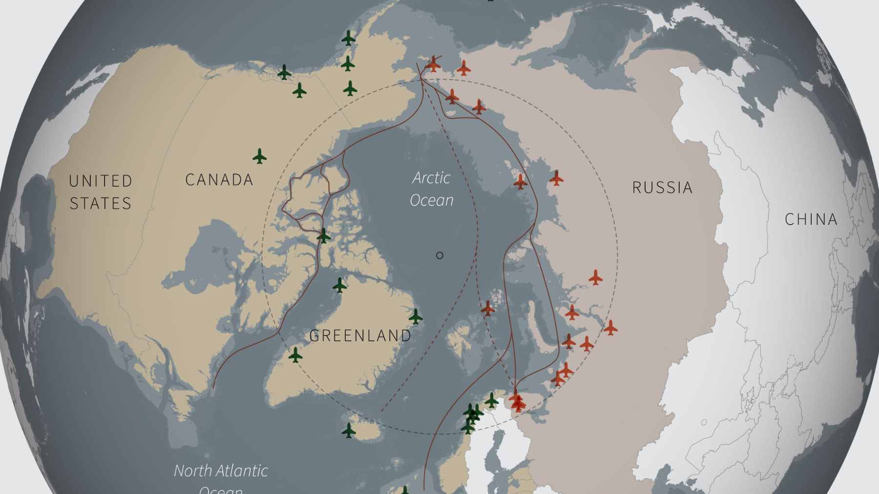 NATO issues a warning about the Arctic: what they have found under the melting ice changes everything you thought you knew about the north 2 Map of the Arctic showing NATO and Russian aircraft patrol routes as melting ice opens new strategic corridors in the far north.