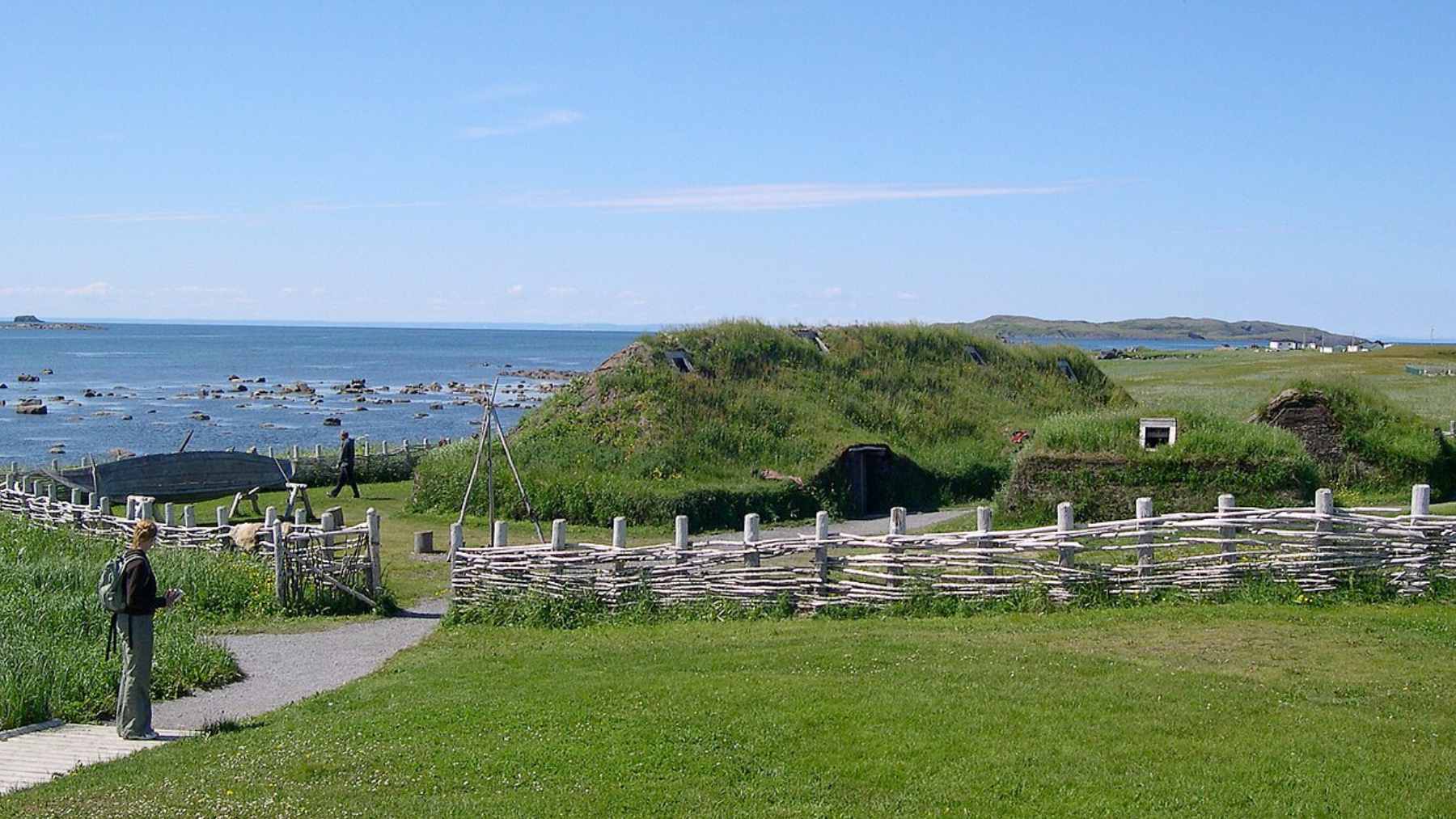 A reconstructed Viking turf house at the L’Anse aux Meadows archaeological site in Newfoundland, Canada.