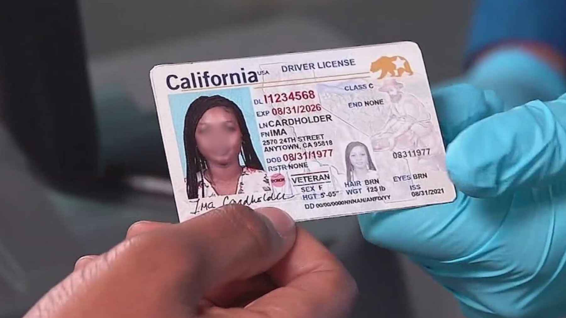 California AB 60 driver license issued by the California Department of Motor Vehicles