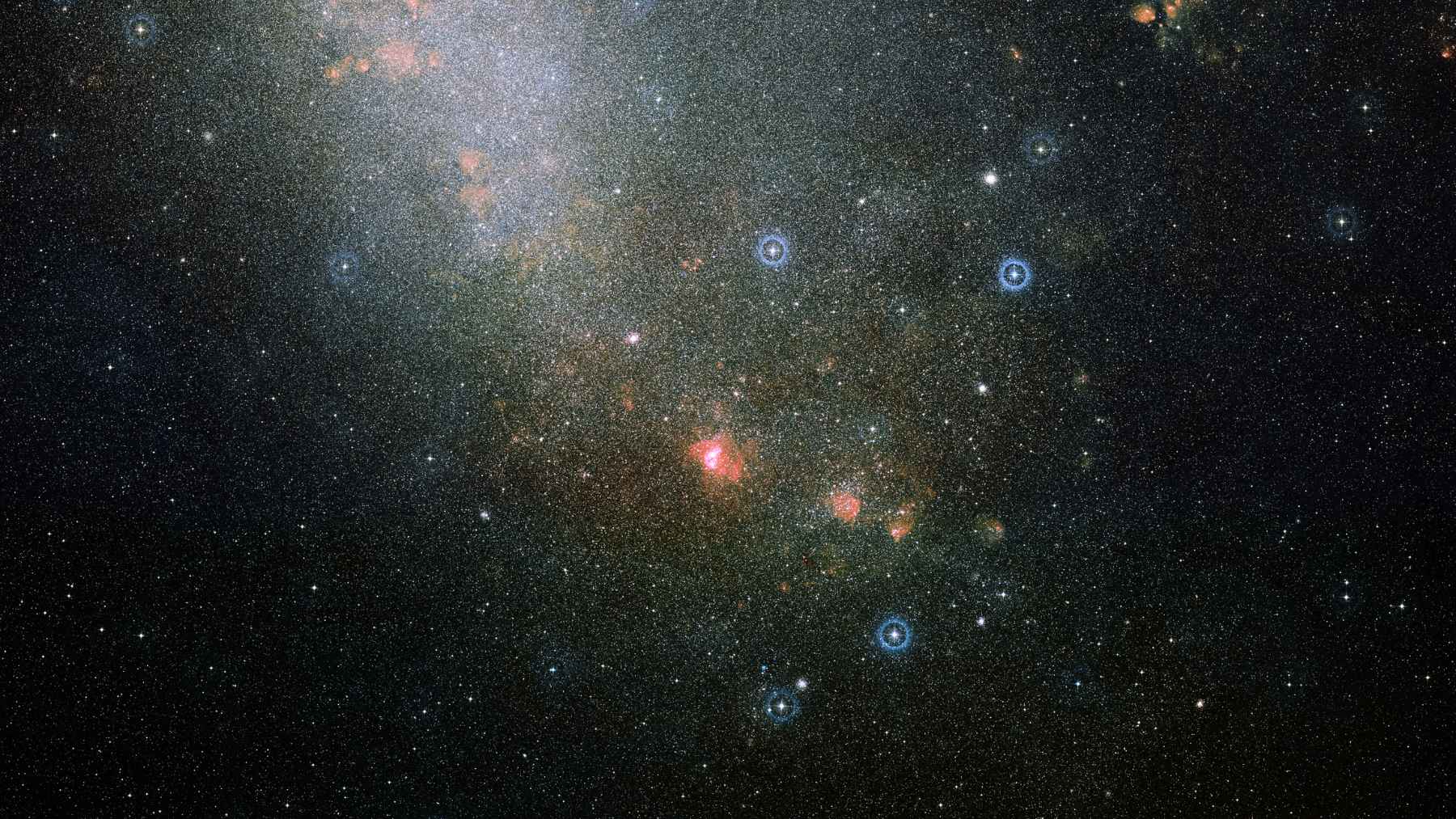 ALMA telescope image of fluffy molecular clouds in the Small Magellanic Cloud where new stars are forming