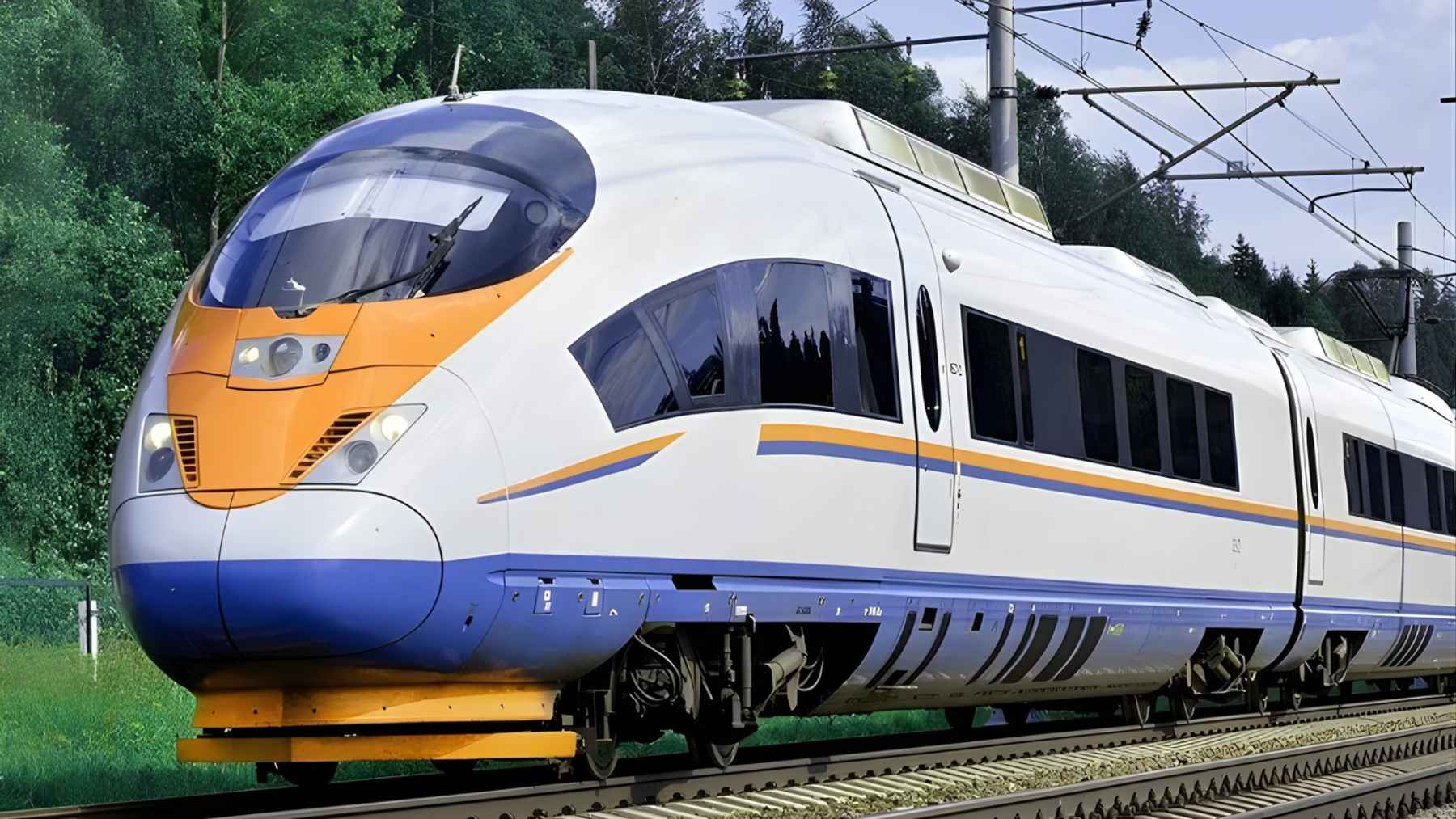 A high-speed passenger train used by Brazil’s ANTT to illustrate the proposed Rio to São Paulo high-speed rail project.