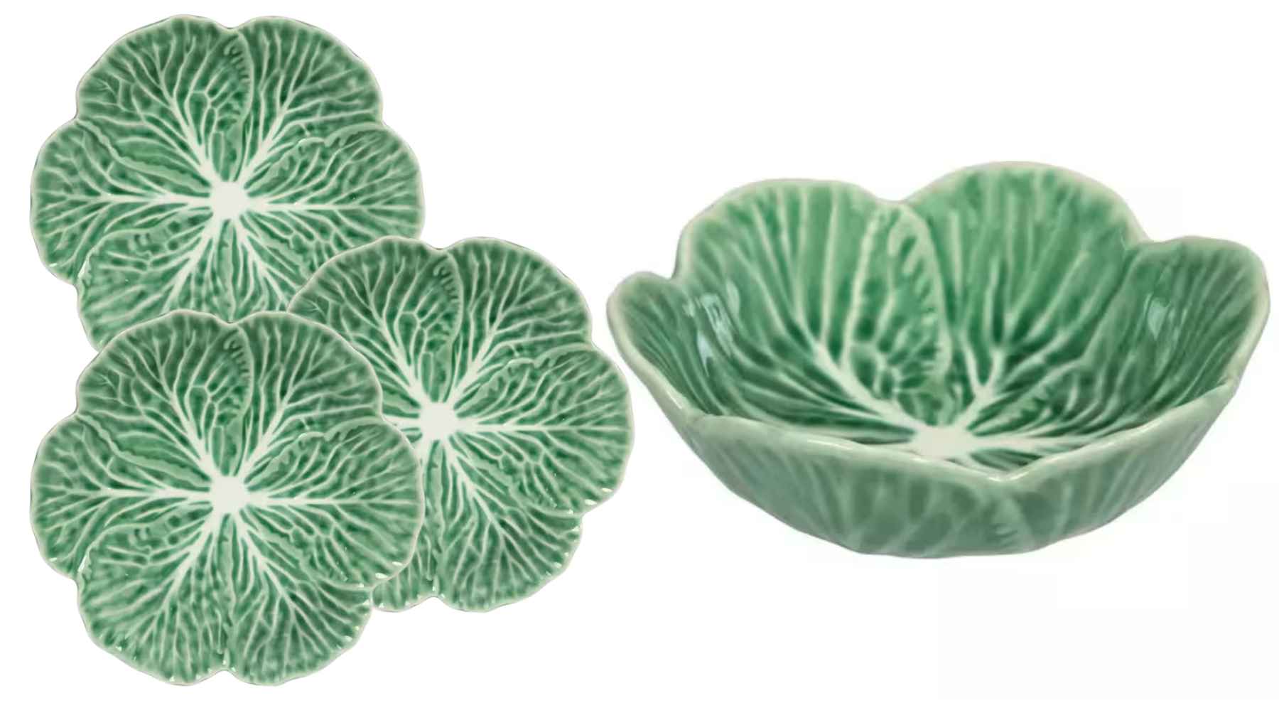 Green cabbage-shaped ceramic plates sold at Hobby Lobby for under 13 dollars