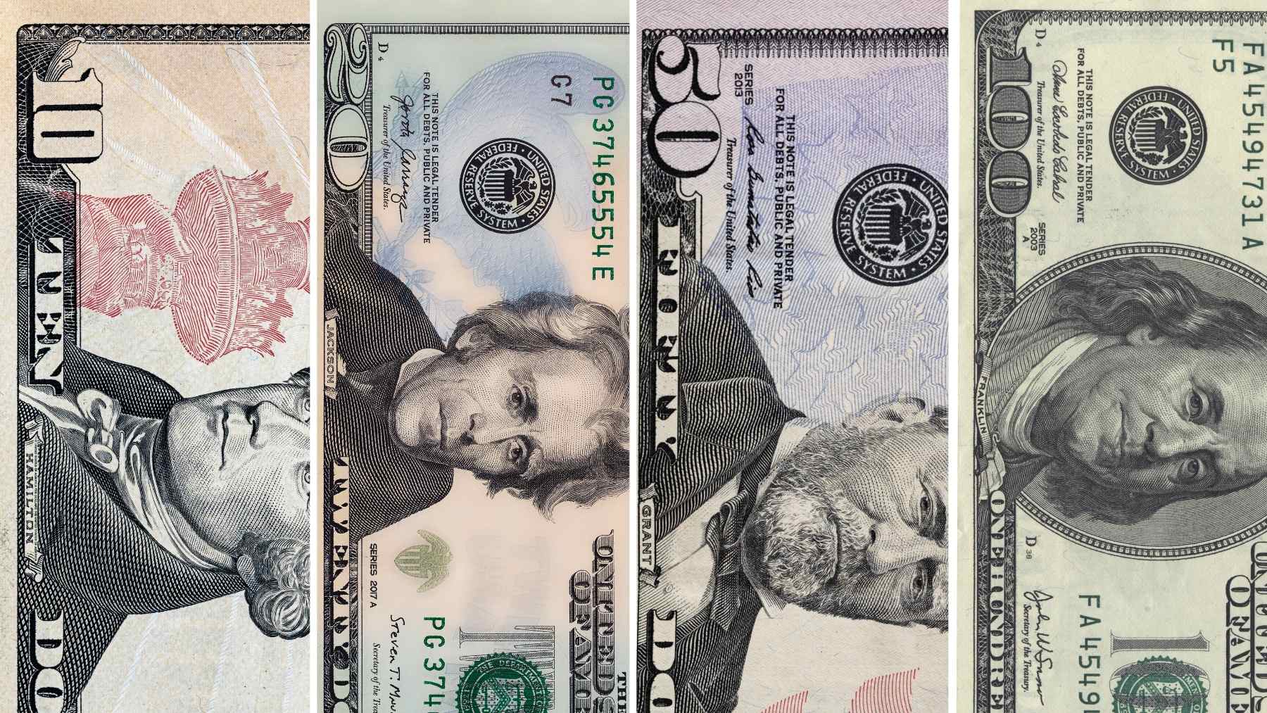 U.S. currency including ten, twenty, fifty, and one hundred dollar bills, representing potential class action payouts