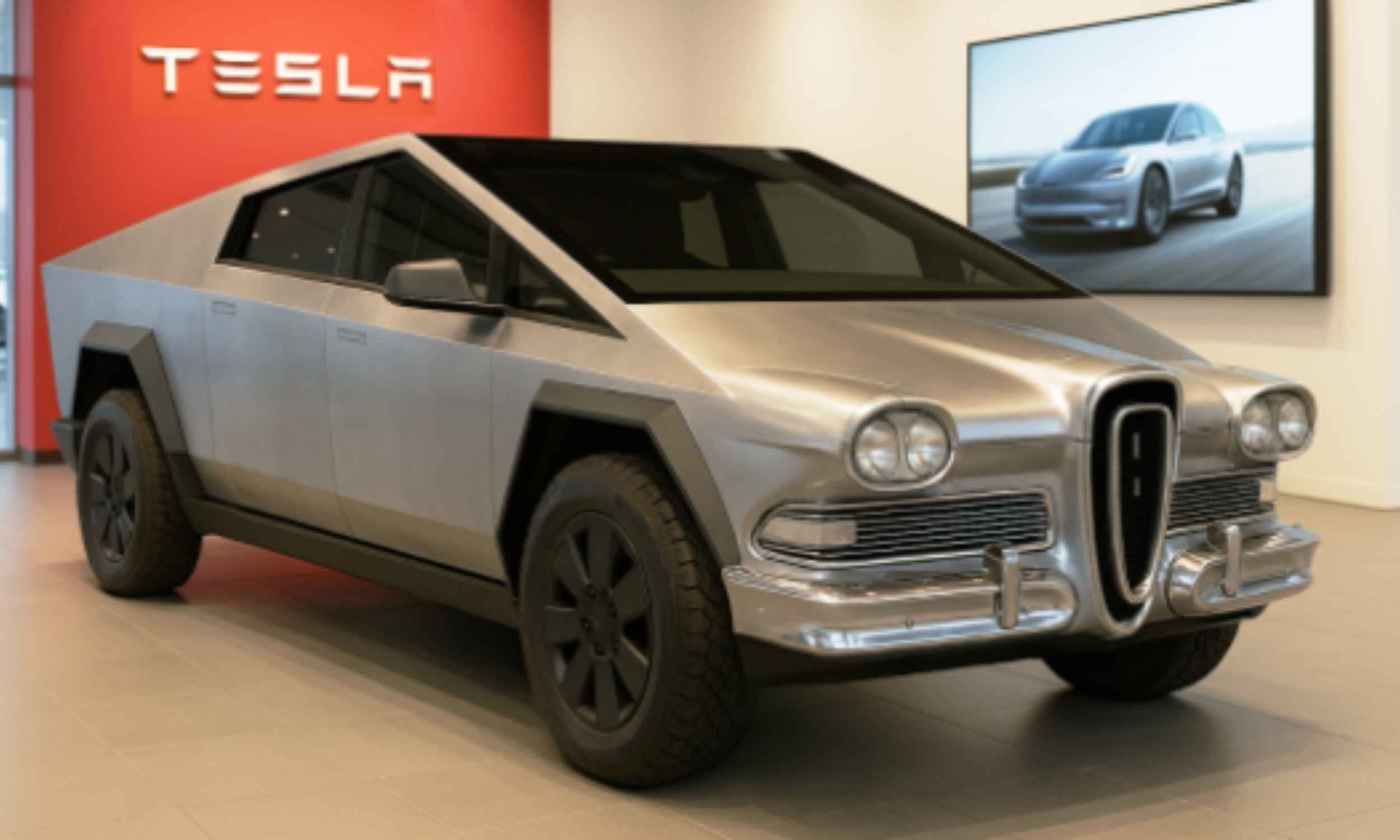 Tesla Cybertruck electric pickup truck parked outdoors, model facing sales decline and multiple recalls in 2025