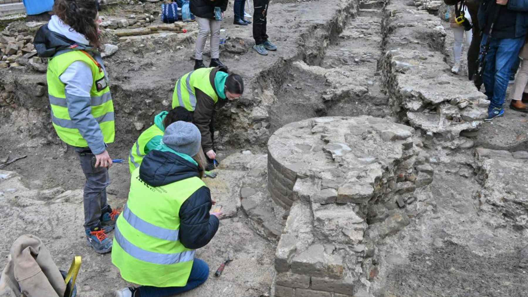 Archaeological remains of Marcus Vitruvius Pollio basilica uncovered beneath Piazza Andrea Costa