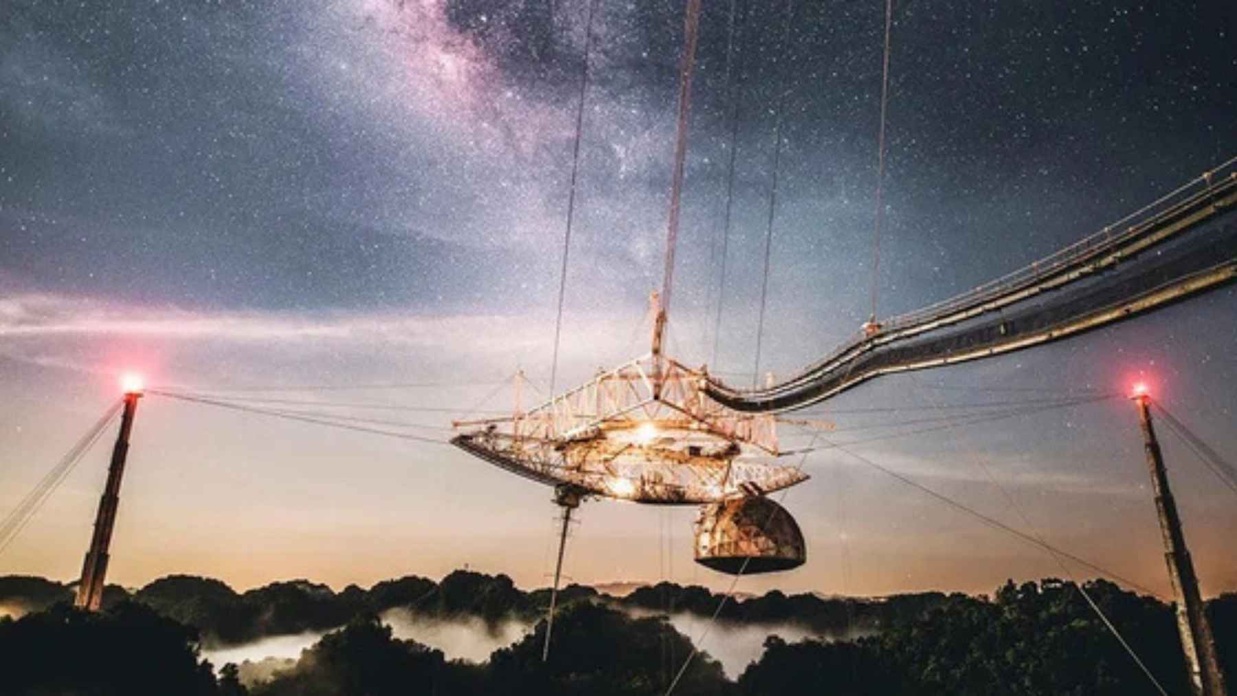 Arecibo Observatory radio telescope dish in Puerto Rico before its 2020 collapse