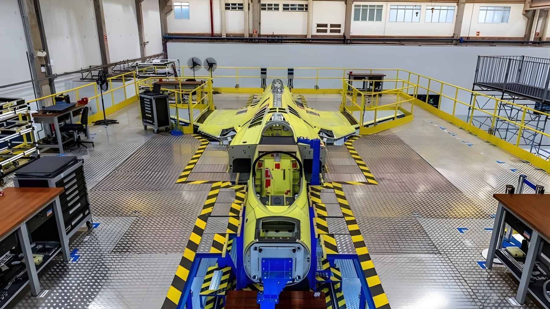 Brazilian workers assemble the F-39 Gripen at Embraer, marking a new phase in the country’s defense industry.
