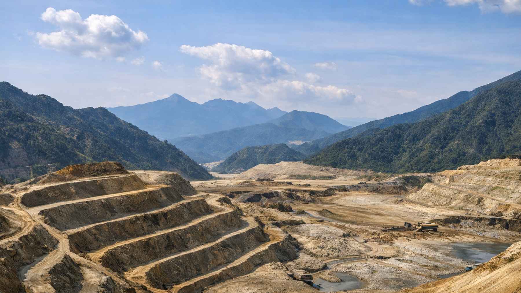 Open-pit mining site in Sichuan, China, linked to a major rare earth discovery with environmental implications