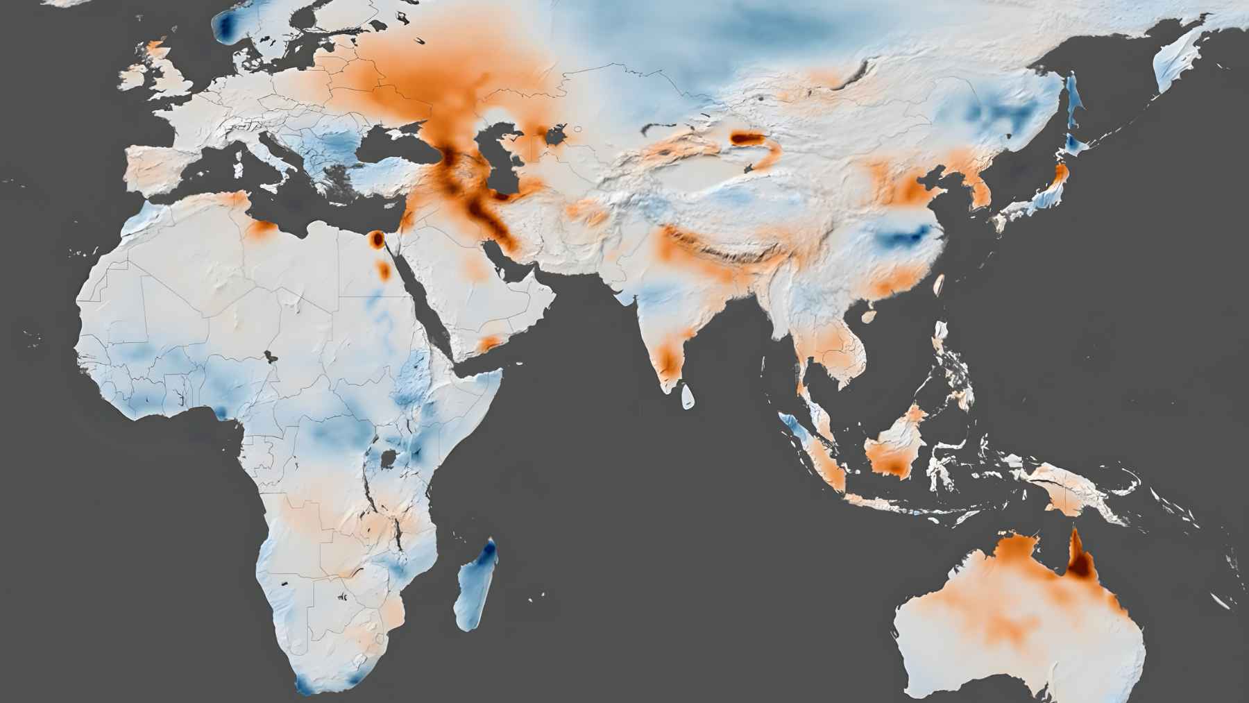 Satellite-based visualization of global freshwater loss showing regions experiencing long-term continental drying.