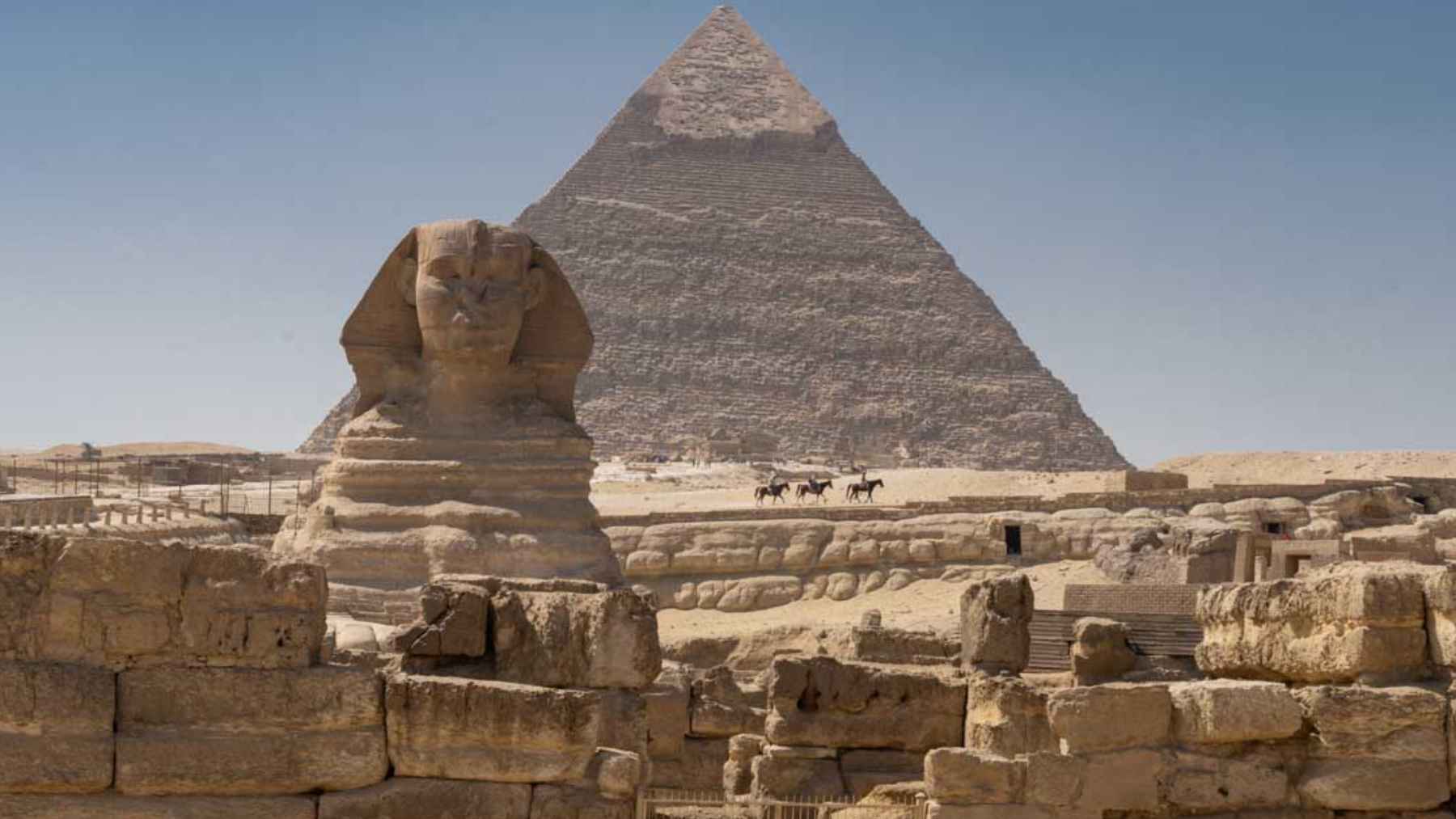 Great Sphinx and Pyramid of Khafre at Giza, Egypt, amid debate over possible underground structures beneath the pyramid complex