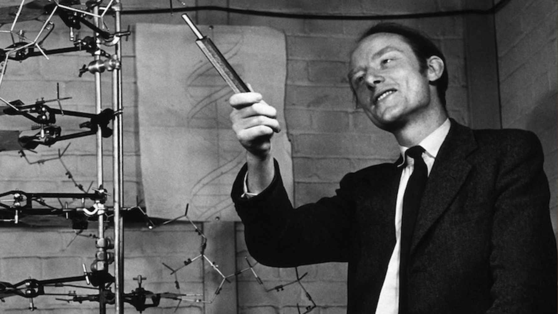 Portrait of James Watson, the American biologist and Nobel laureate who co-discovered the DNA double helix structure.