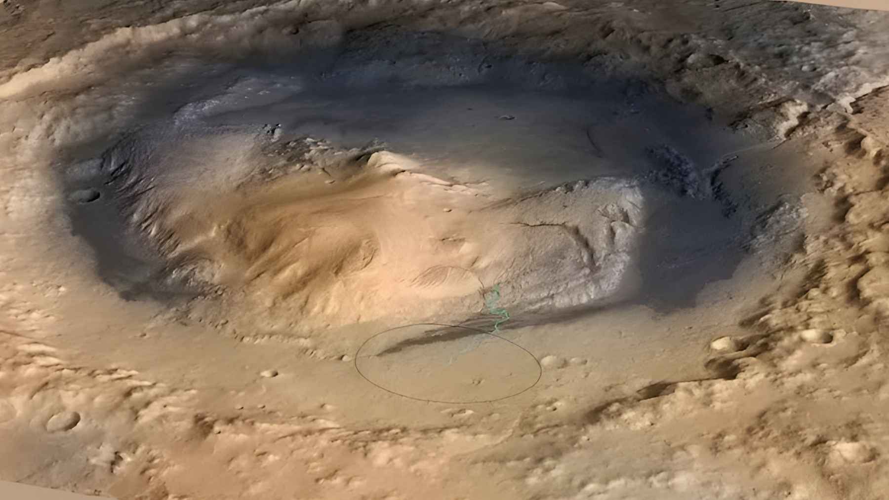 Surface of Mars showing ancient lakebed and ice sheet evidence explored by NASA Curiosity rover