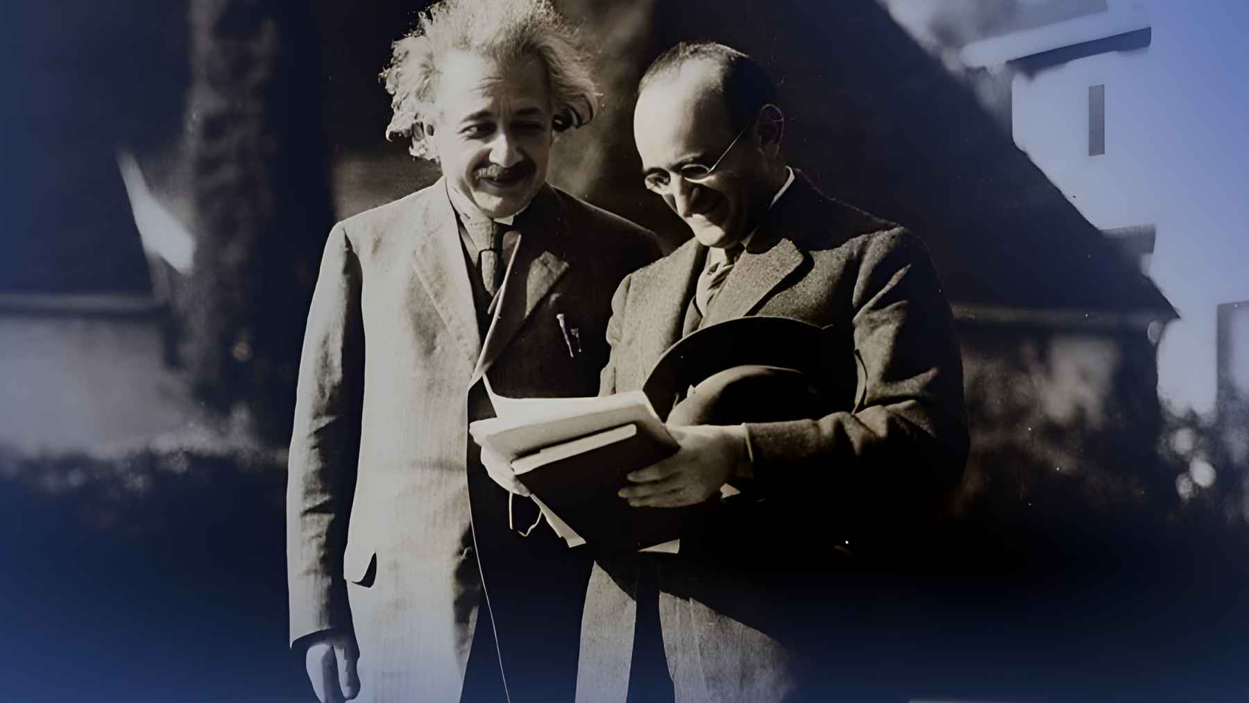 Albert Einstein with a bicycle, representing his famous quote about balance and the need to keep moving