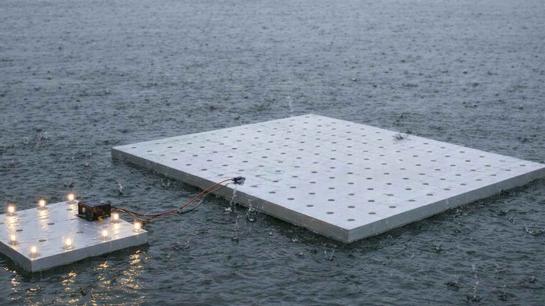 Floating raindrop electricity generator developed by Chinese researchers powering LEDs on water during rainfall