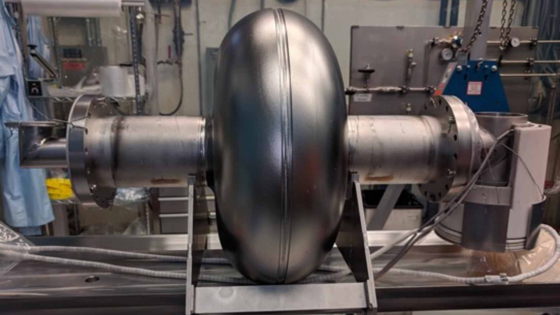 A complex, high-tech superconducting particle accelerator used for researching the reduction of long-term nuclear waste.