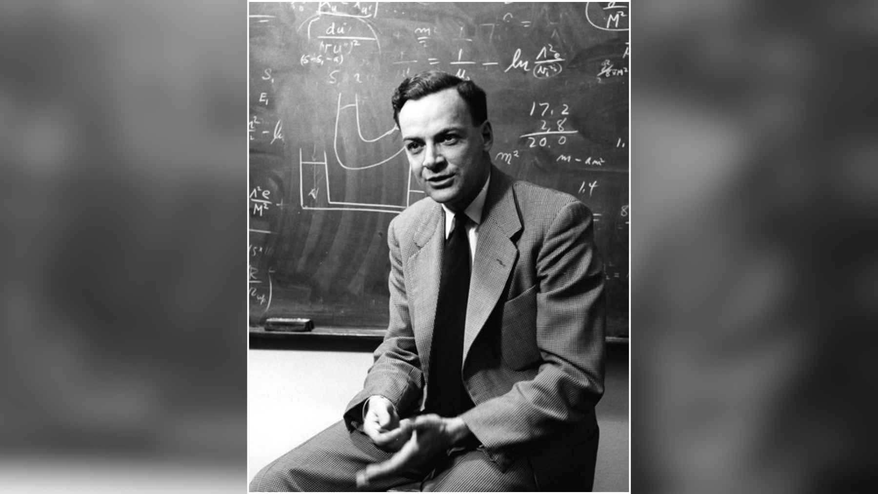 Portrait of physicist Richard Feynman, whose 1959 vision of extreme miniaturization helped inspire nanotechnology