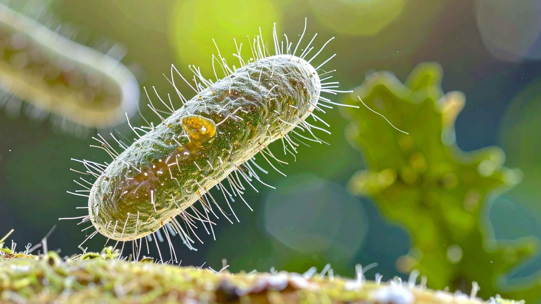 Close-up conceptual image of a bacterium used to illustrate concerns about synthetic mirror-life microbes