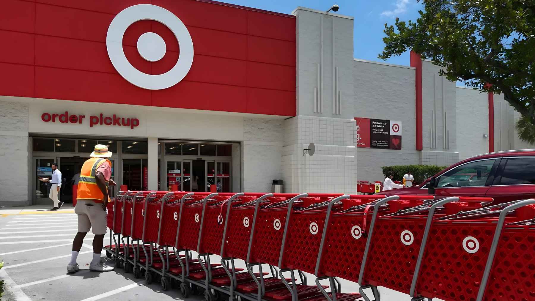 Self checkout screen at Target showing barcode scanning during retail transaction