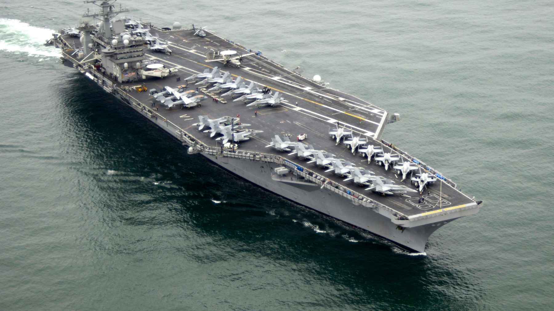 U.S. aircraft carrier USS Nimitz and destroyer USS Gridley operating near Panama during regional naval deployment