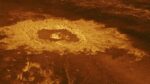 Radar view of the Venus surface near Nyx Mons, where scientists found evidence of a giant underground volcanic cave