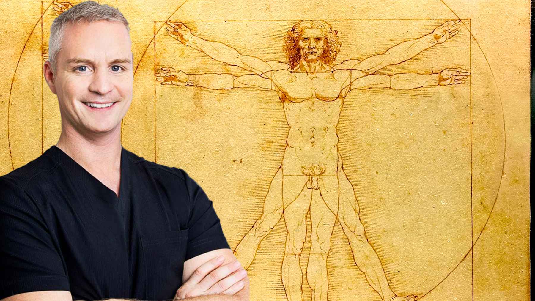 Leonardo da Vinci’s Vitruvian Man showing a human figure inscribed in a circle and square with geometric proportions