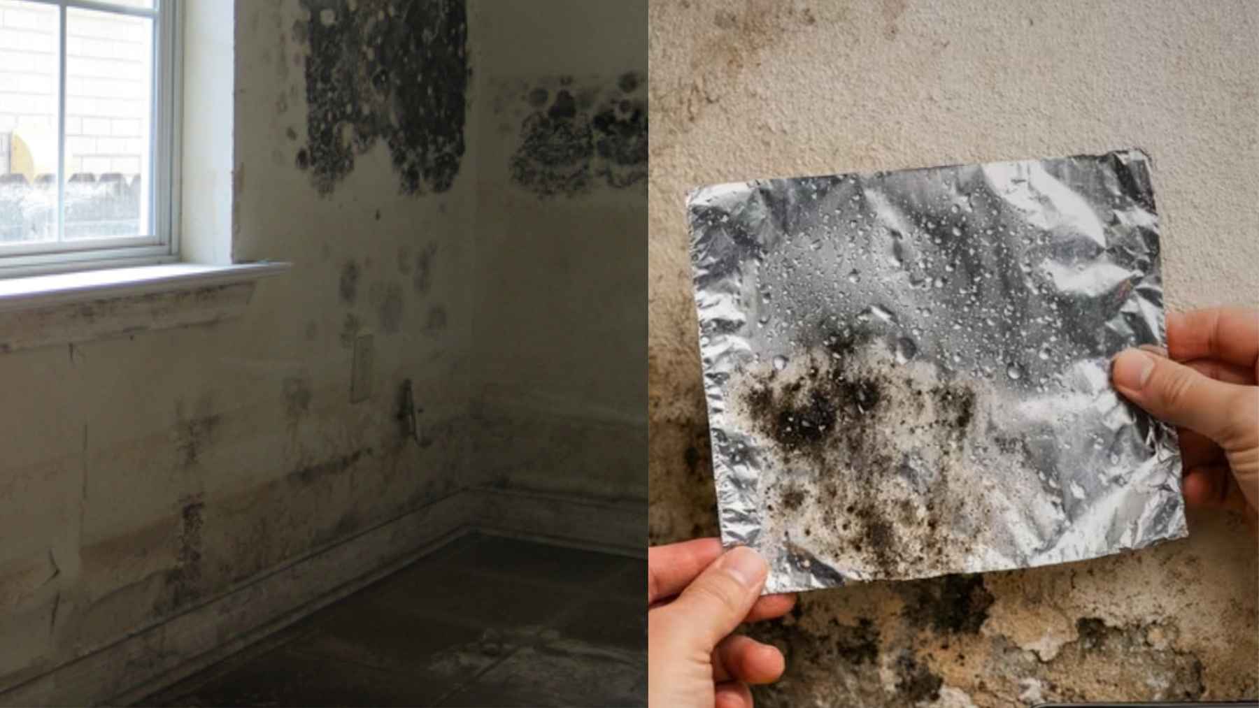 Aluminum foil taped to a wall to test for hidden moisture or condensation in a home