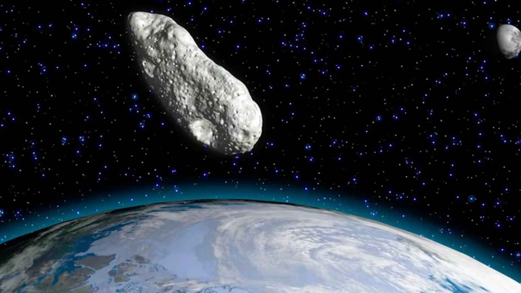 Illustration of asteroid Apophis during its close flyby of Earth scheduled for April 2029