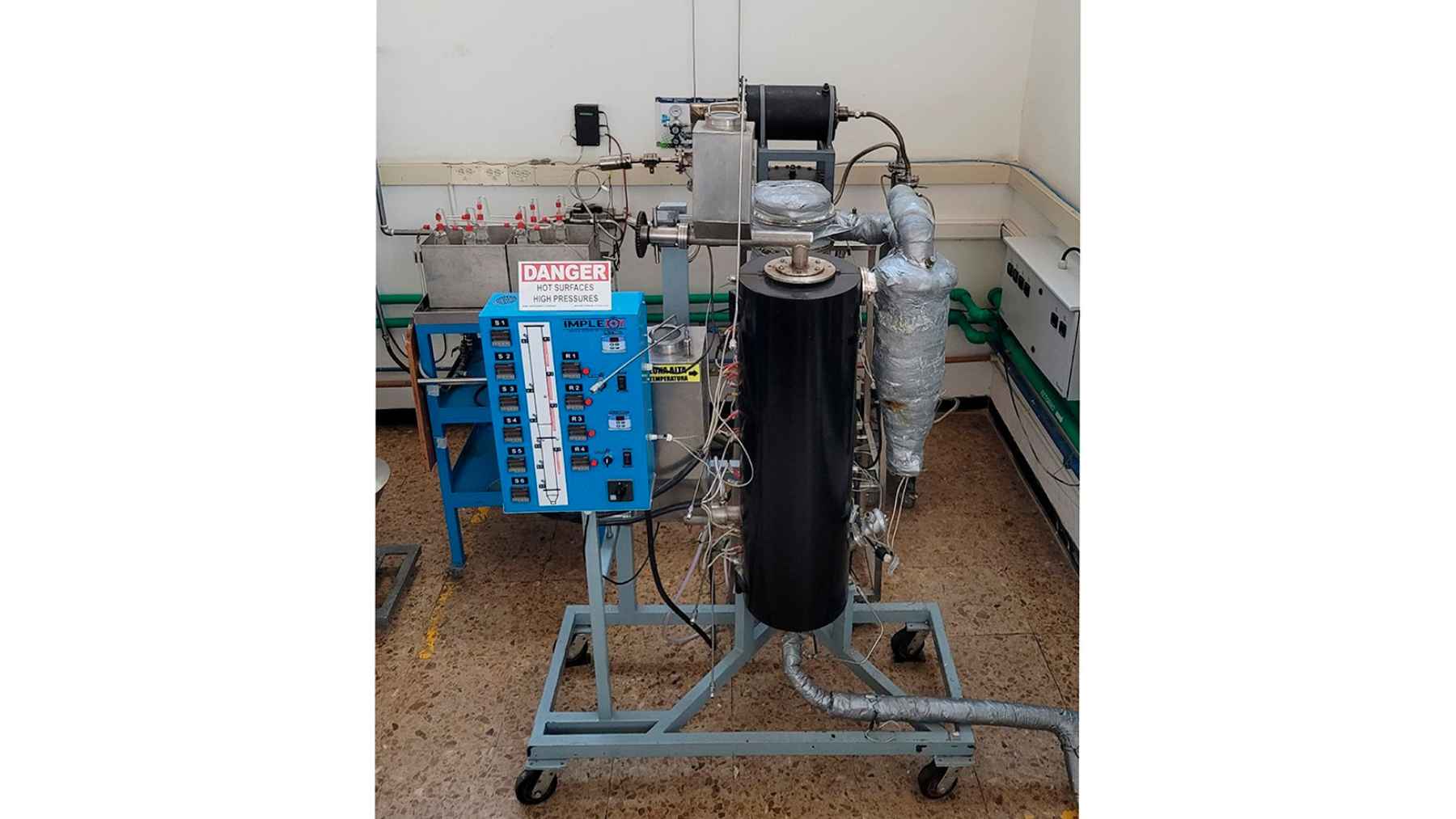 Laboratory biomass reactor used to test agricultural waste for electricity generation.