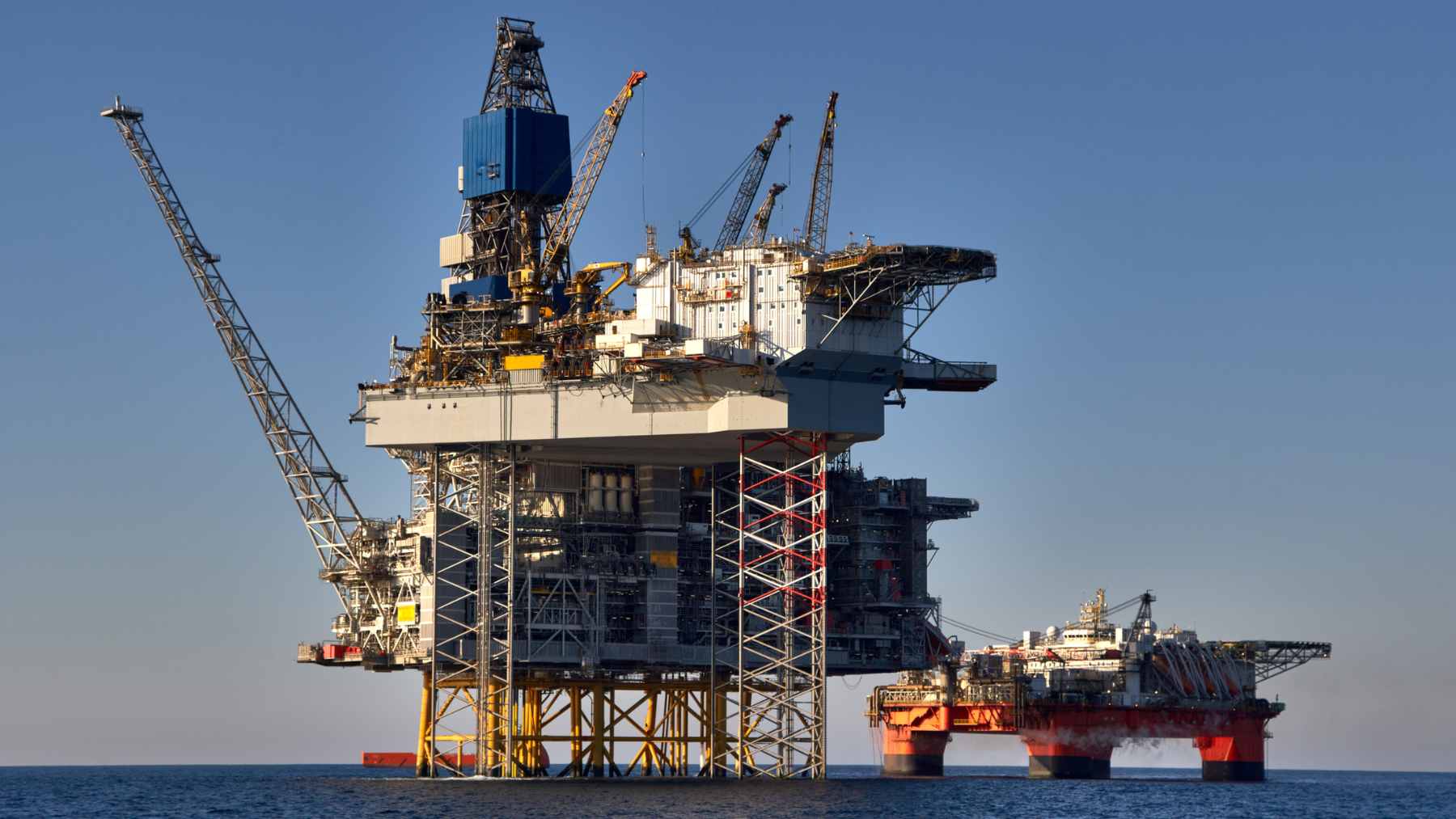 A deepwater drilling rig operating in the Santos Basin offshore Brazil at the Bumerangue exploration site.