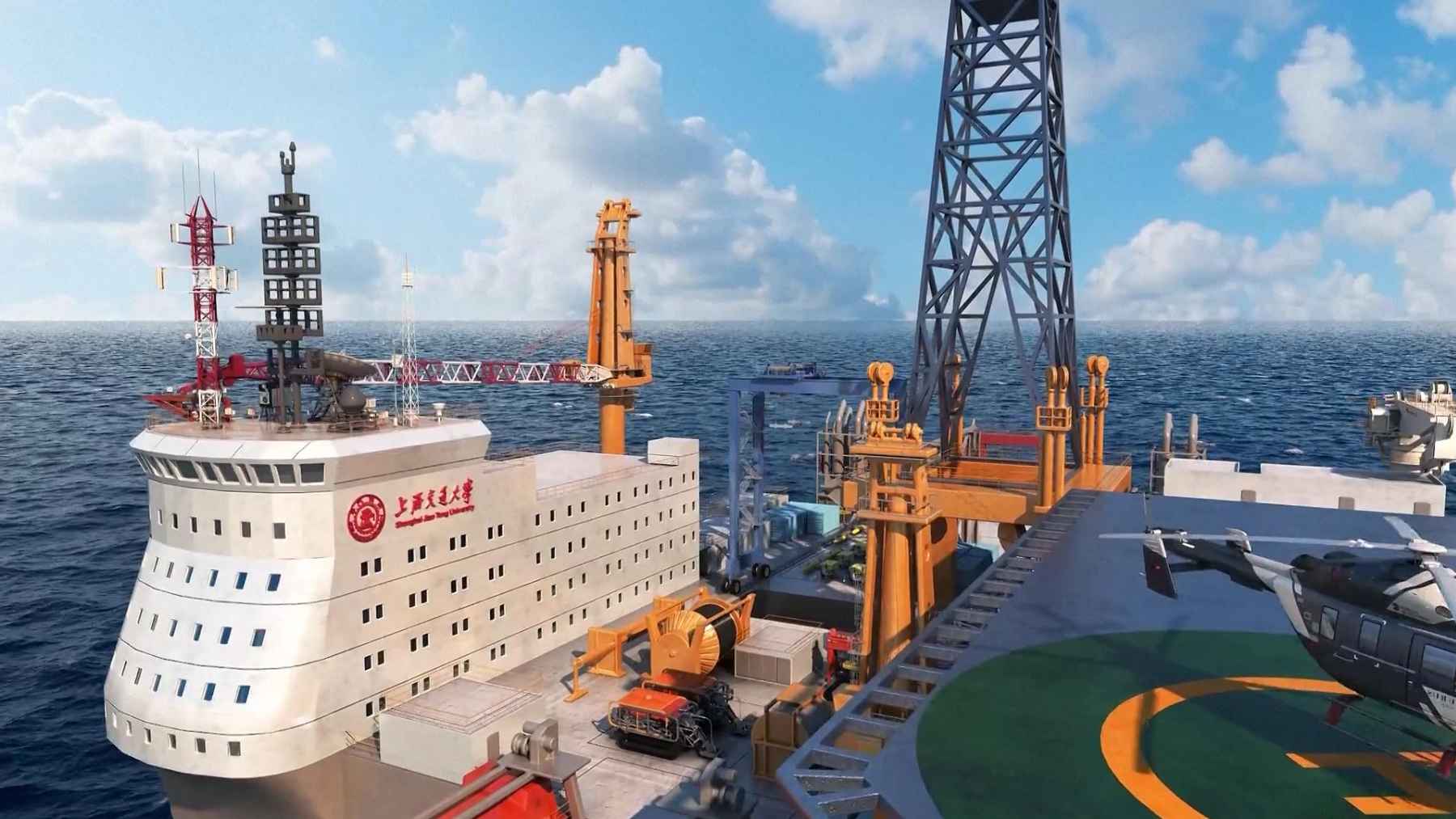 China’s large floating research platform under construction for deep-sea science and all-weather ocean operations.