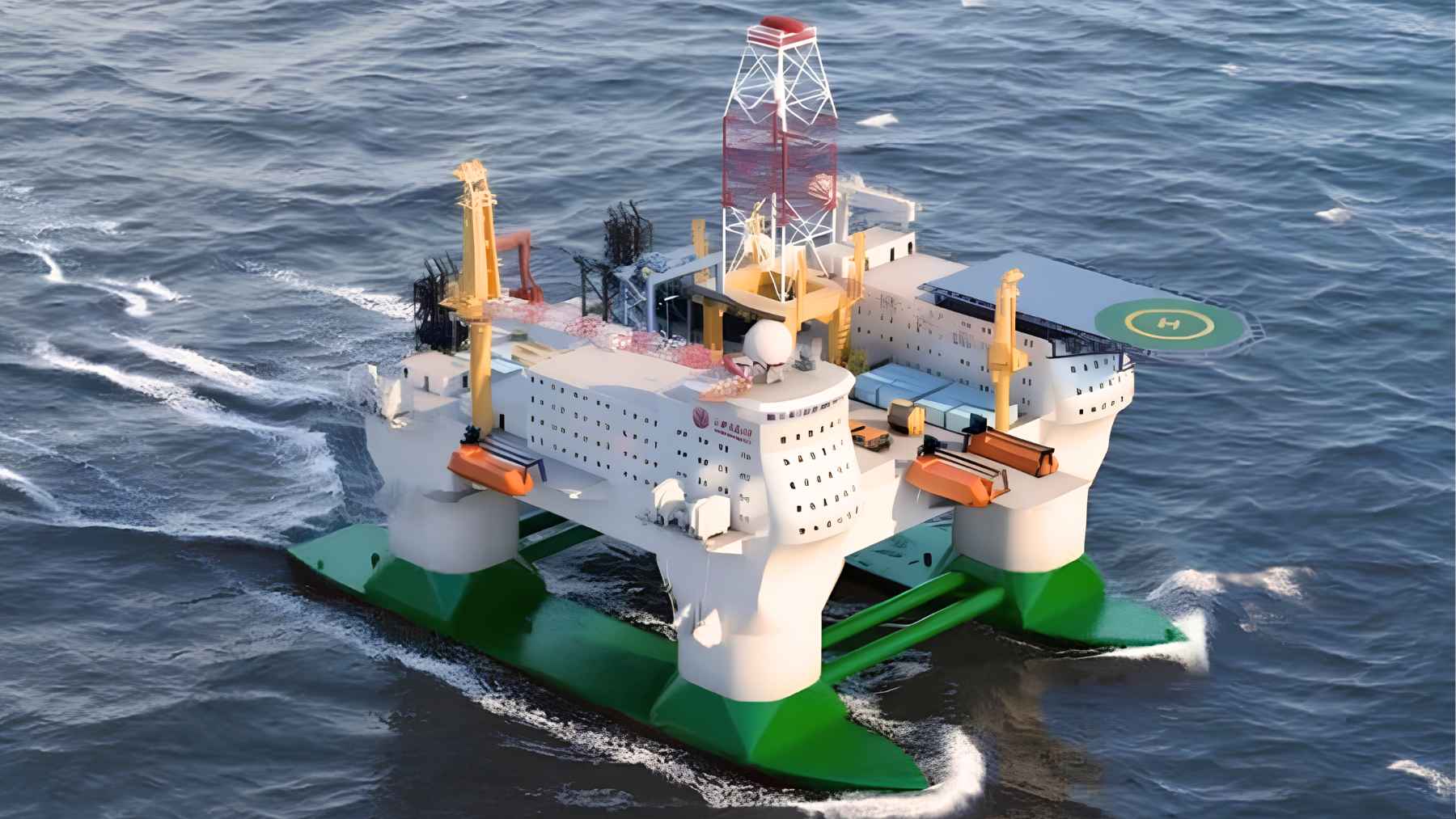 China is building a floating marine megabunker designed to resist nuclear explosions and move at 30 knots, and the project looks more like a fortress than a ship 1 Rendering of China’s floating artificial island designed as a mobile offshore research platform with bunker-like protection.