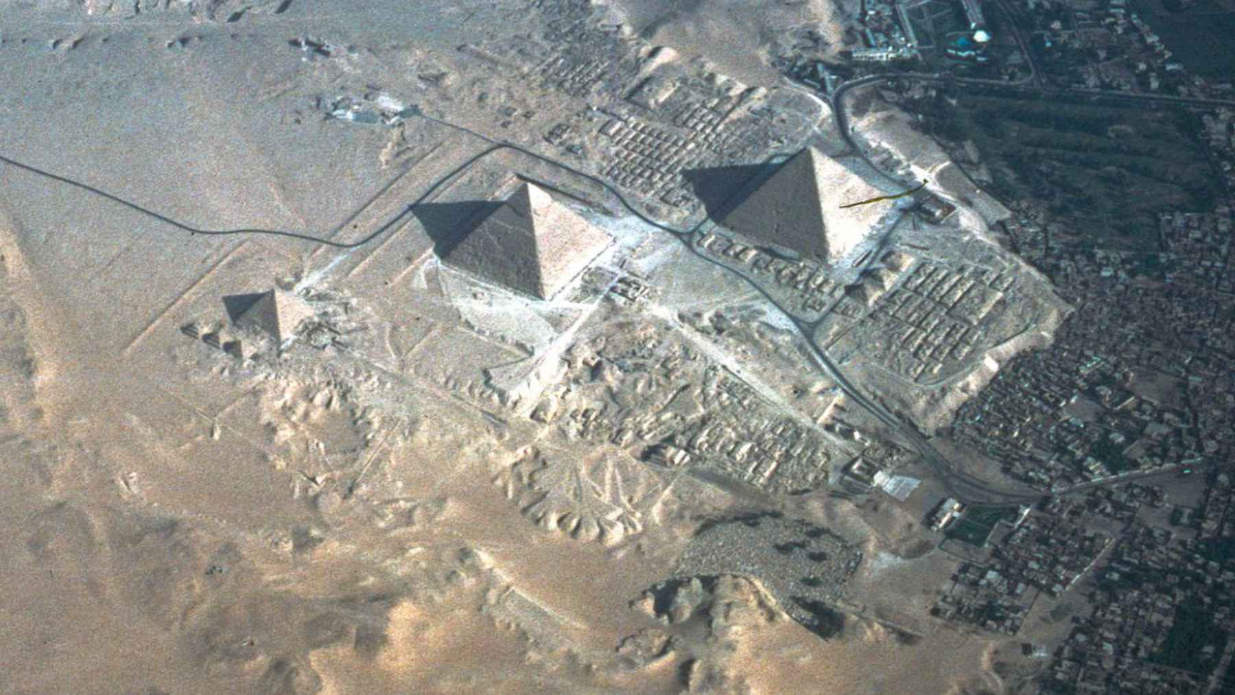 A satellite radar study claims vast hidden structures lie beneath the Great Pyramid of Giza, and the finding is already challenging one of archaeology’s most guarded monuments 1 Aerial view of the Giza pyramids in Egypt linked to claims of hidden underground structures beneath the site