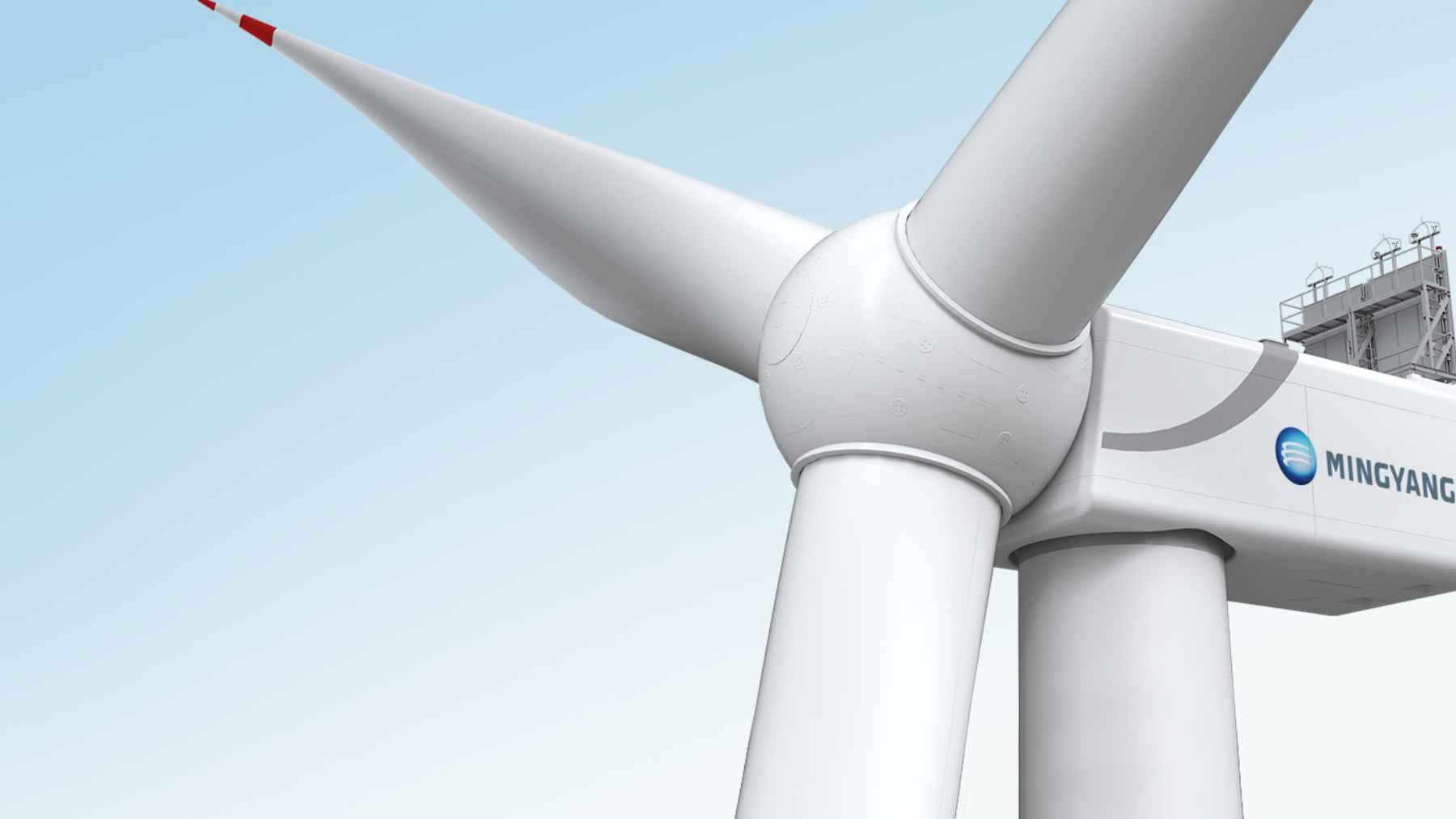 Close-up of Mingyang’s giant 20MW offshore wind turbine designed for large-scale renewable energy generation