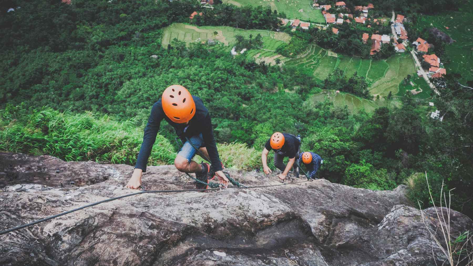 ECOnews 1 Climbers on a rocky cliff at Monte Conero in Italy, where fossil track marks were discovered.