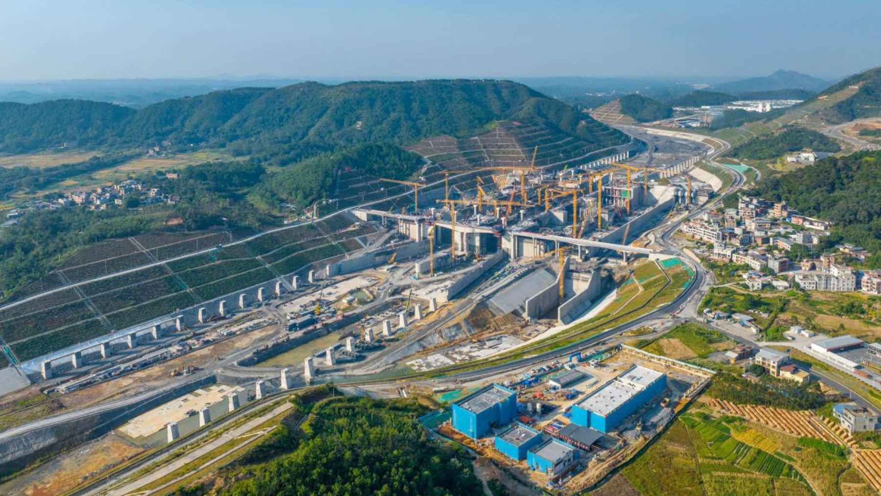 Construction of the Pinglu Canal in China connecting inland rivers to coastal trade routes