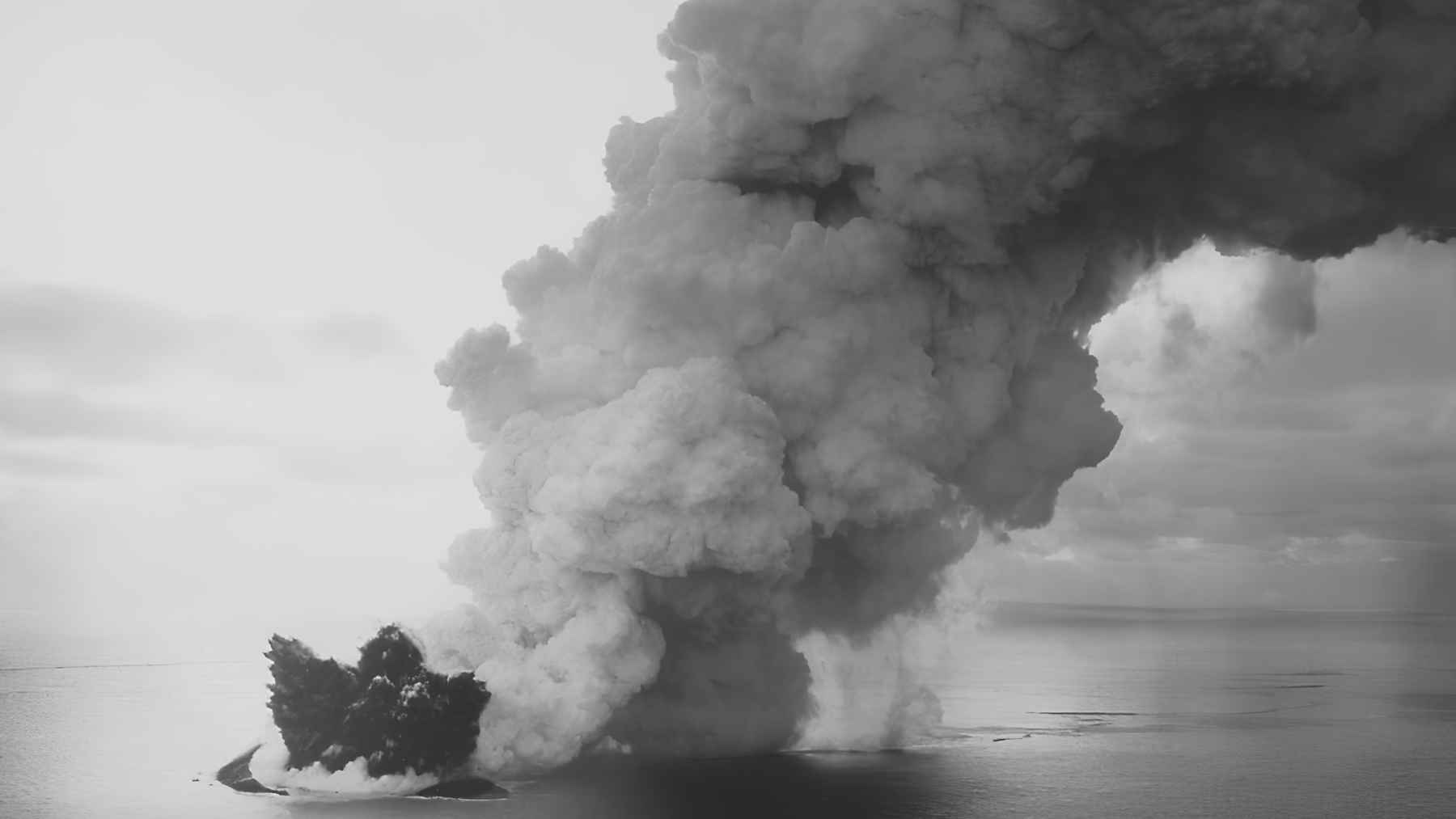 Surtsey volcanic eruption in 1963, showing the moment a new island emerged from the ocean near Iceland.