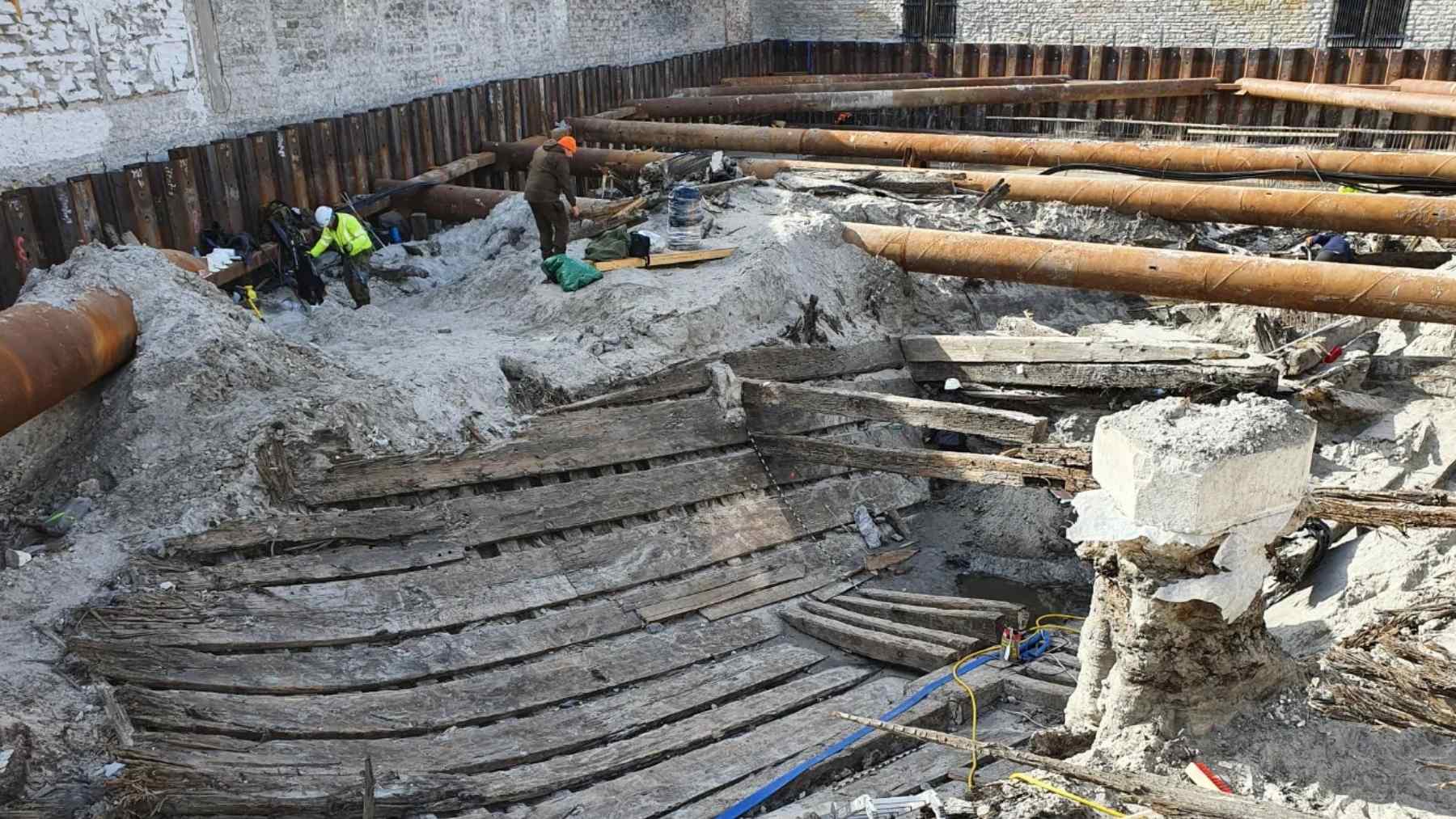 Medieval Lootsi cog shipwreck uncovered at a construction site in Tallinn, Estonia