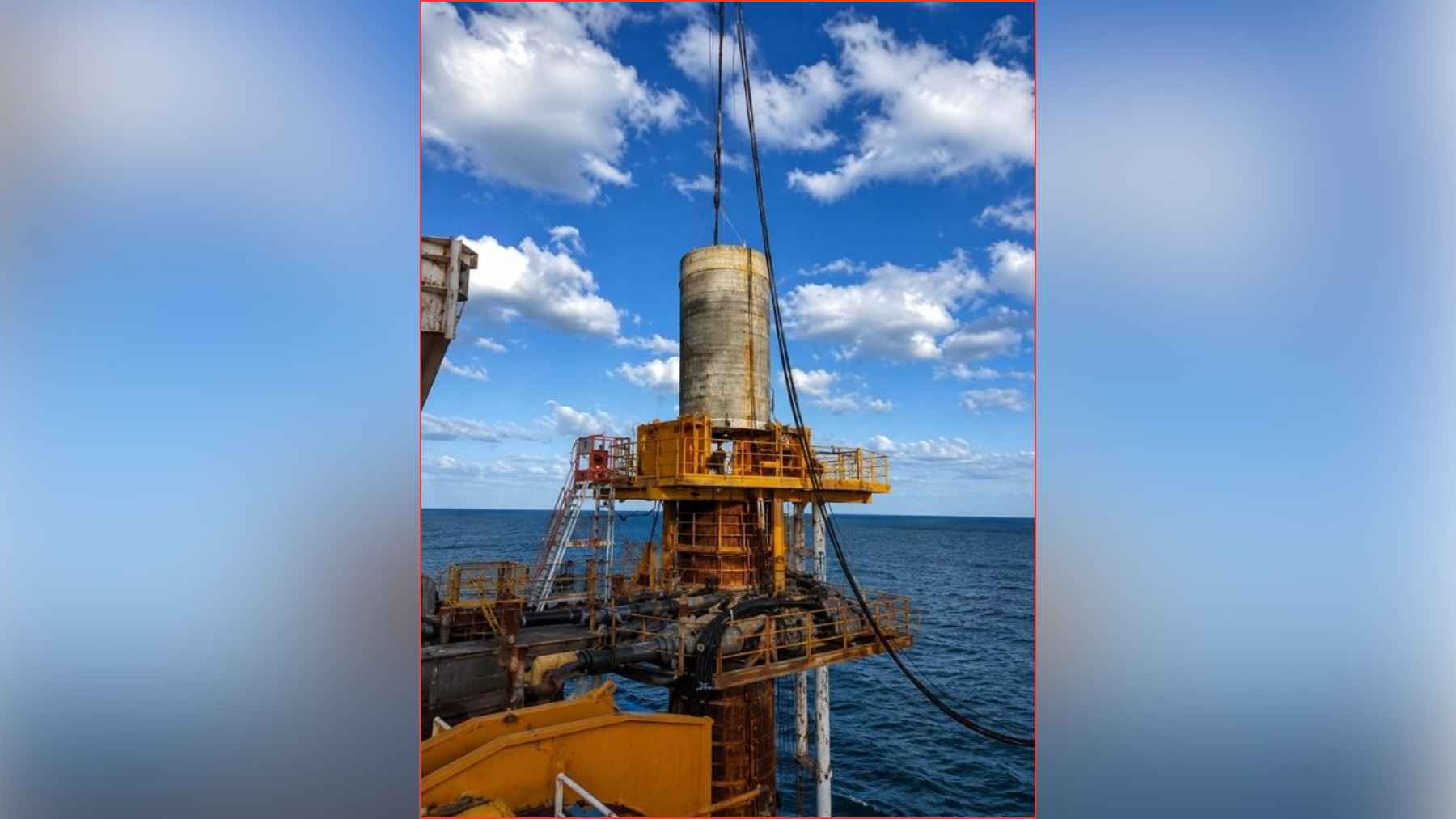Australia positions a barge with 256-foot legs to install ocean intakes connected to tunnels under the seabed, feeding a desalination plant that will deliver about 39.6 million gallons a day 1 Heavy offshore intake structure being installed from a marine platform for the Alkimos desalination project.