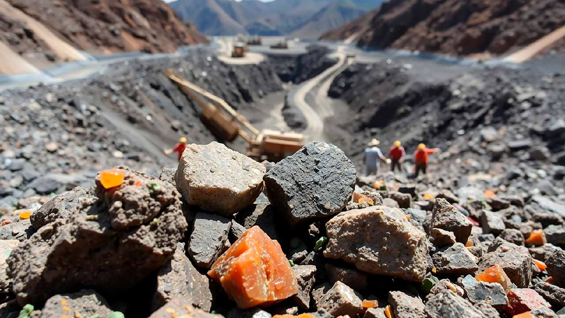 Aerial view of the Jijiaoshan mining area in Hunan Province, the site of a major lithium-bearing granite deposit discovery.