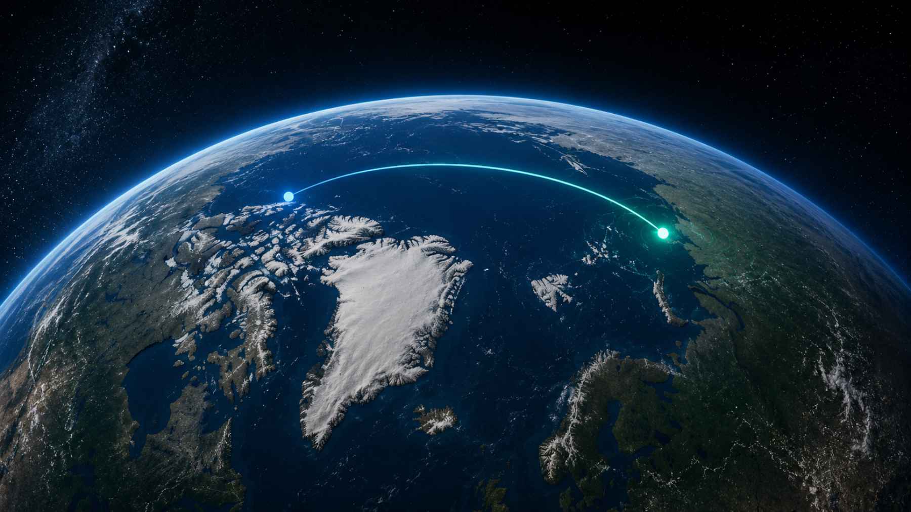 Editorial illustration of Earth from space showing the magnetic north pole shifting from the Canadian Arctic toward Siberia.