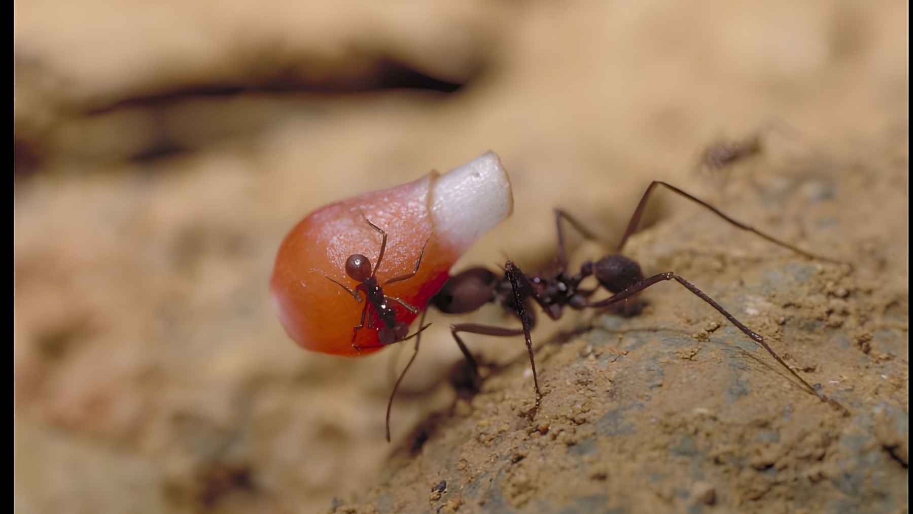 A few cookie crumbs on a trail may seem insignificant, but a new study conducted in Panama suggests that they can distract ants from a task that is key to a plant's expansion 1 Ant carrying a seed with a fleshy food-rich attachment, illustrating the seed-dispersal work that can be disrupted by human snack crumbs.