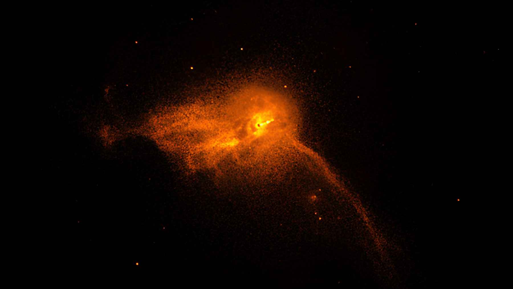 X-ray view of the supermassive black hole in Messier 87 and its powerful jet.