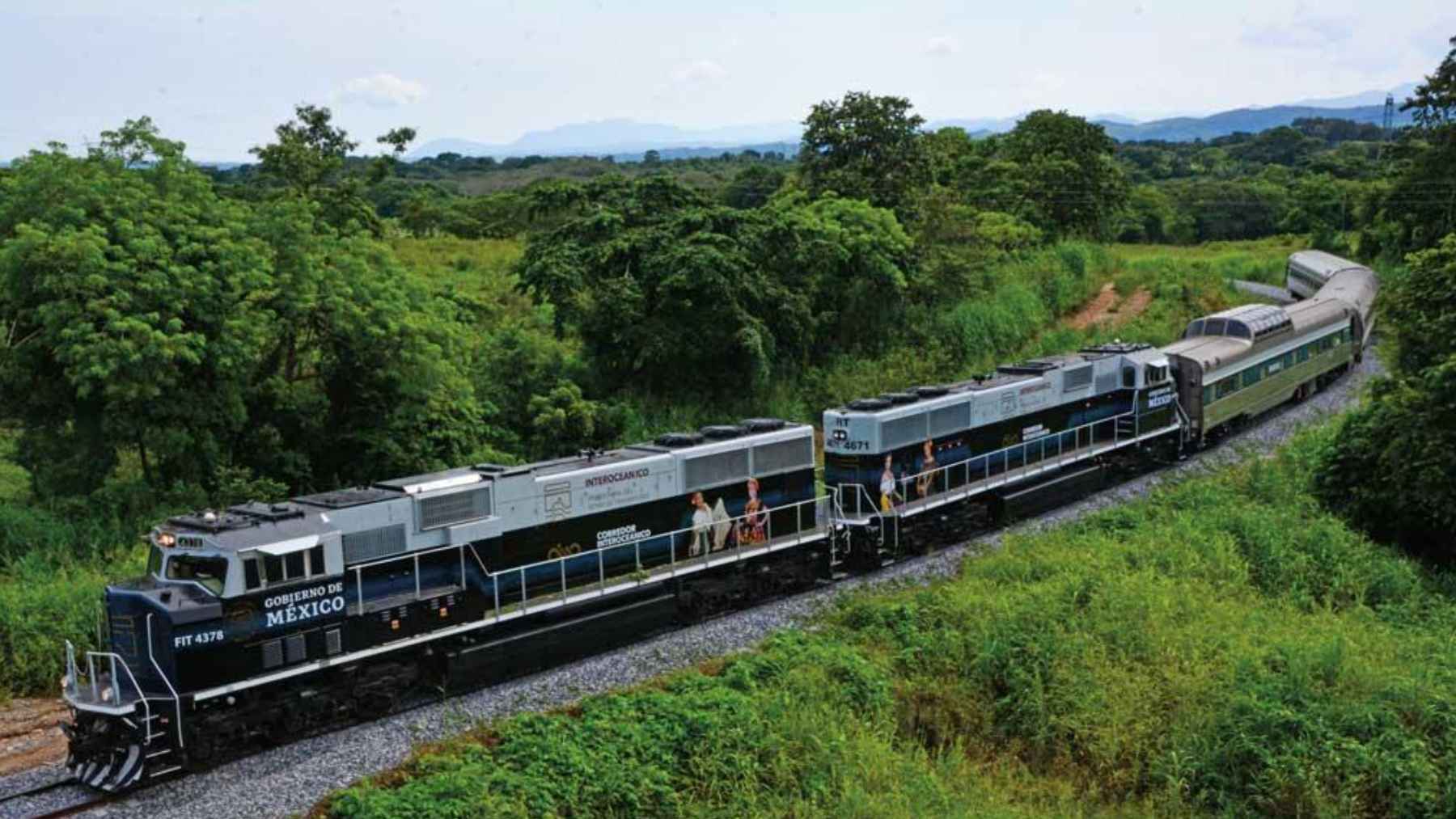 Freight train crossing the Isthmus of Tehuantepec as part of Mexico’s dry canal project