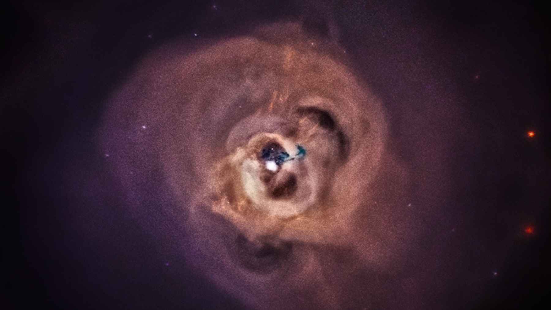 X-ray view of the Perseus galaxy cluster core showing hot gas around its central galaxy