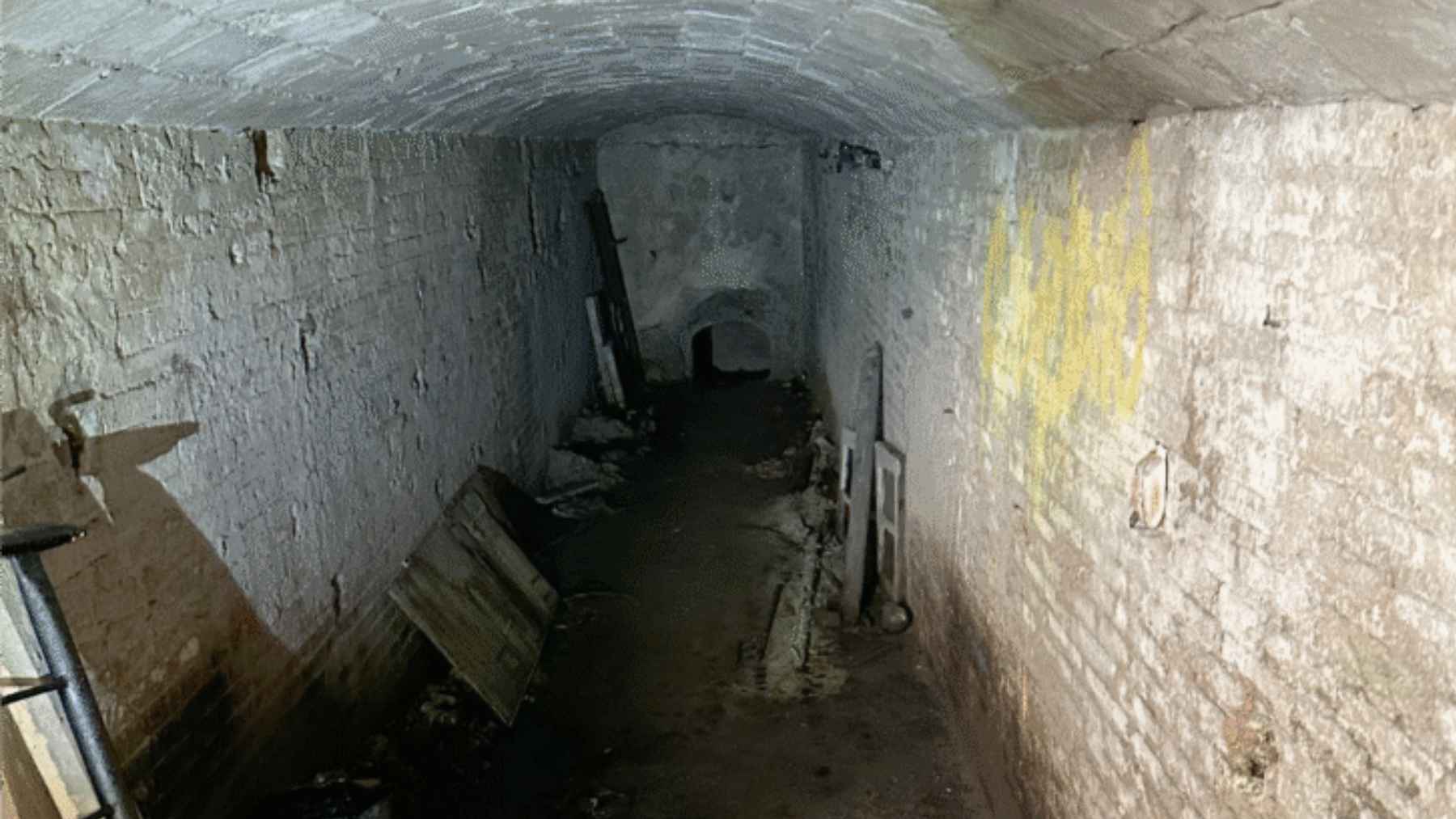 Underground corridor and brick tunnel discovered beneath a school in Rome.