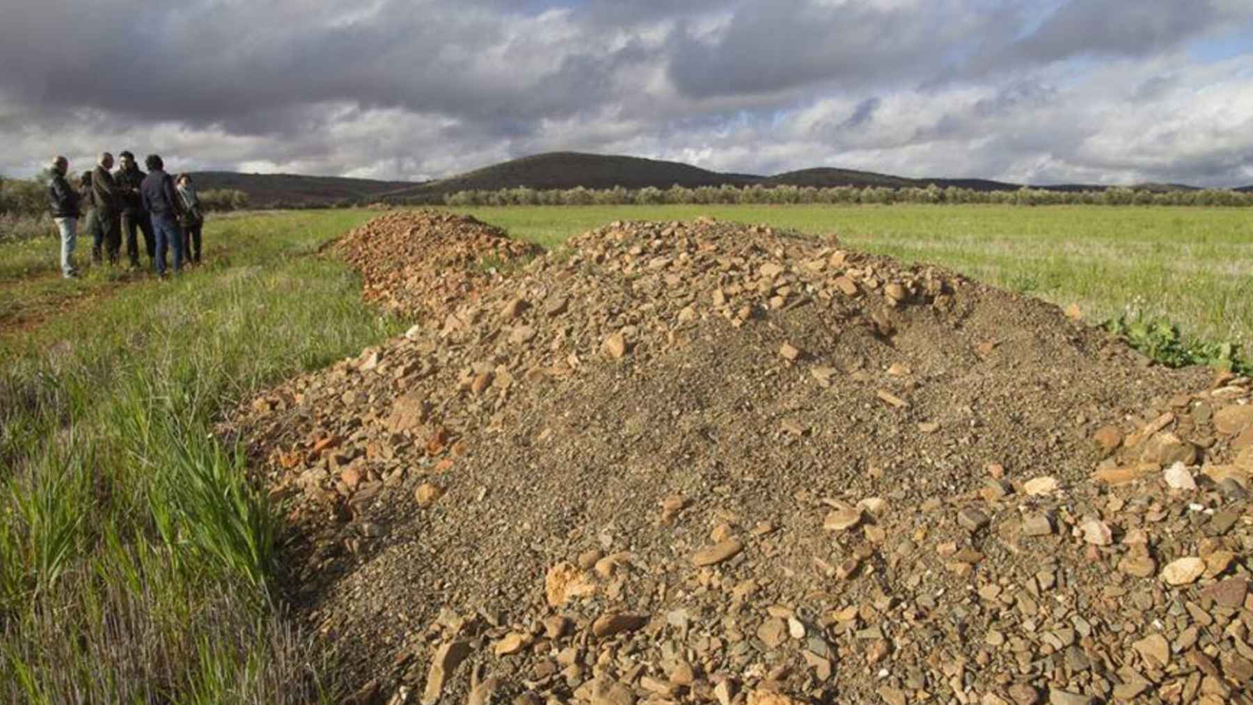 Exploration site at the Campo de Montiel rare-earth deposit in Spain, where monazite-bearing soils are being studied for critical minerals.