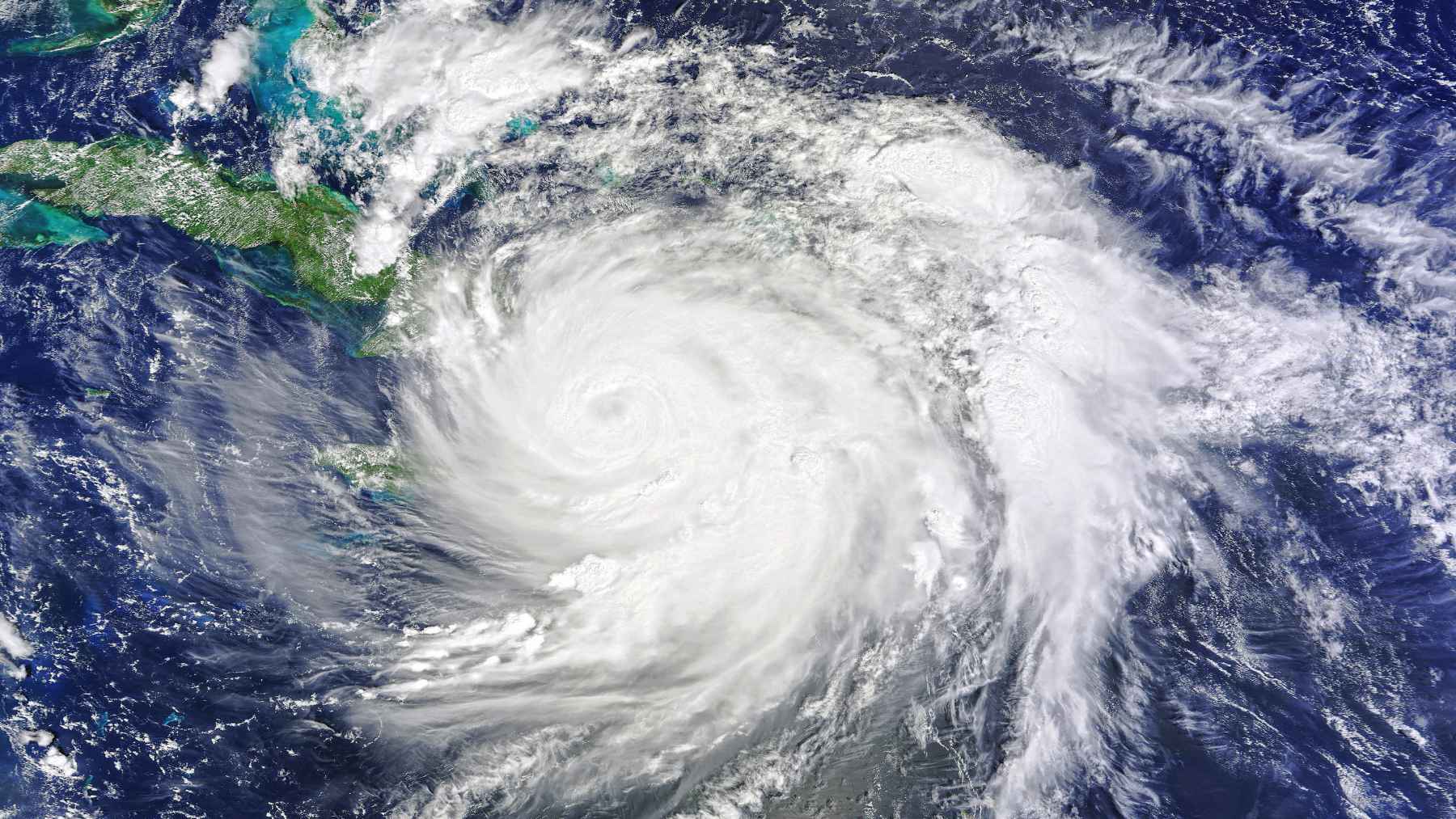 Satellite image of Tropical Storm Arthur swirling over the Gulf Coast as heavy rain bands spread across the Southeast.