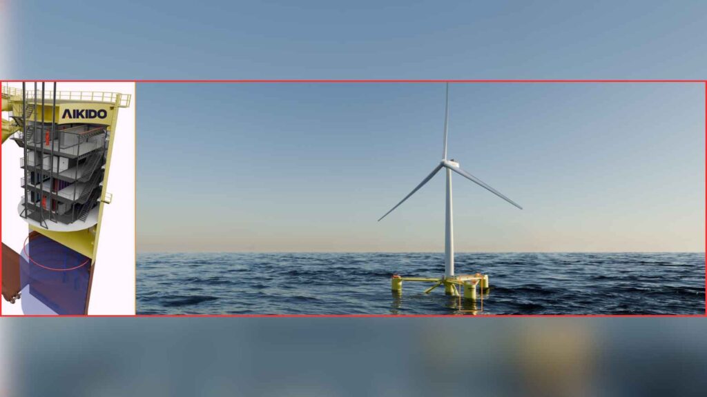 Concept design of a floating wind turbine with an integrated AI data center inside.